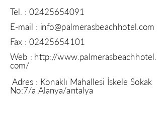Palmeras Beach Hotel iletiim bilgileri